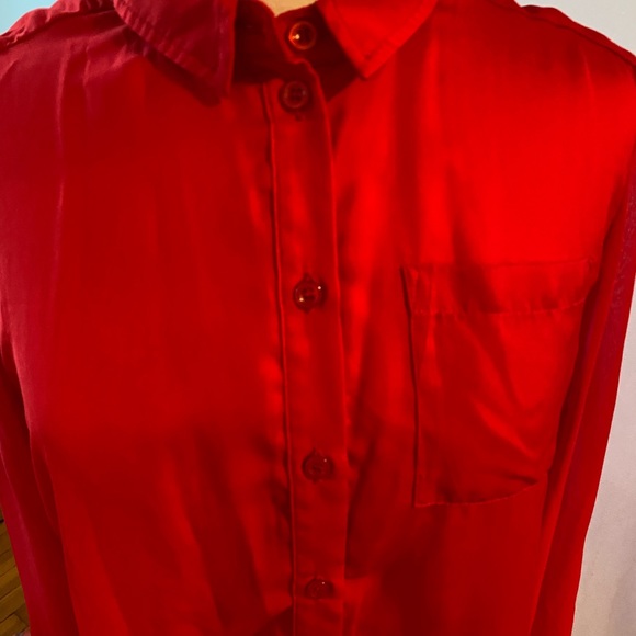 Free People red bohemian blouse M - Picture 2 of 7